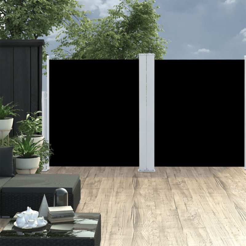 vidaXL Zaťahovacia bočná markíza, čierna 140x600 cm