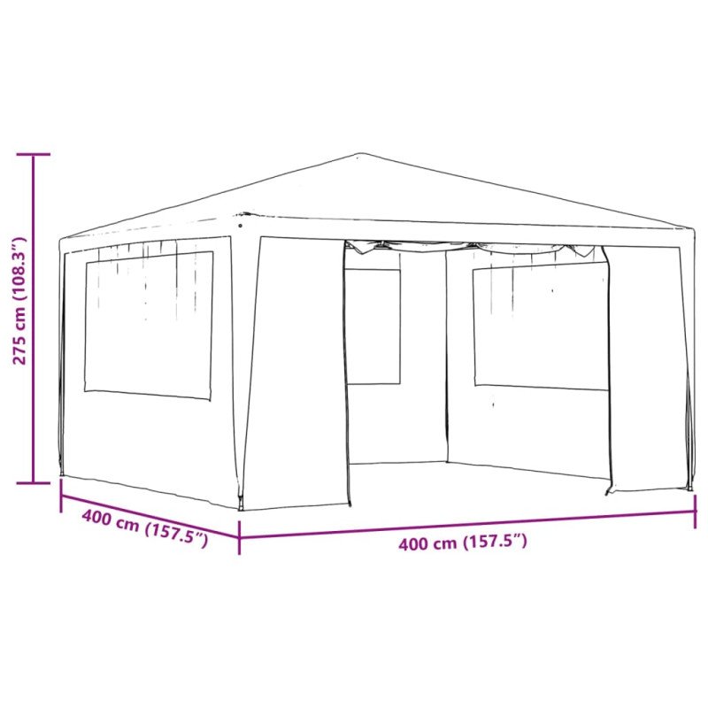 vidaXL Profesionálny párty stan+bočné steny 4x4 m, modrý 90 g/m²