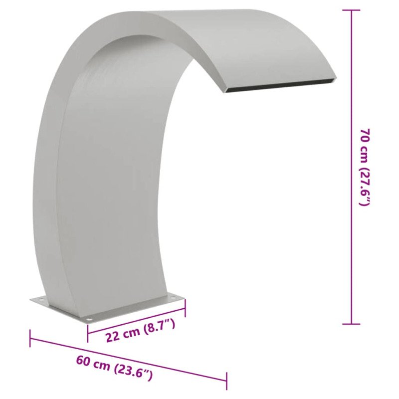 vidaXL Bazénová fontána s LED 22x60x70 cm, nehrdzavejúca oceľ 304