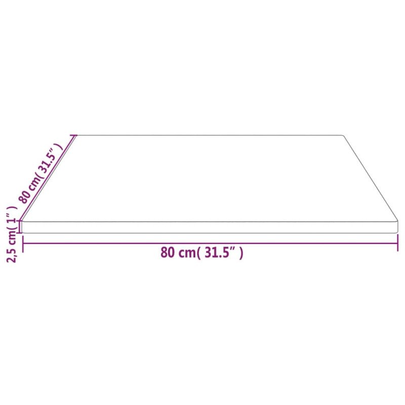 vidaXL Stolová doska biela 80x80x2,5 cm masívna borovica štvorcová