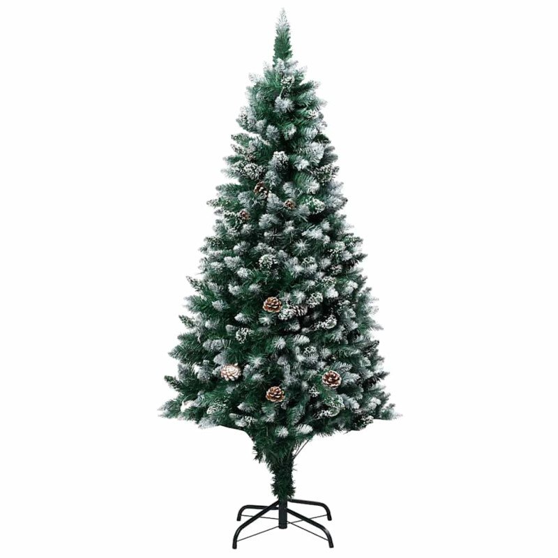 vidaXL Osvetlený umelý vianočný stromček s guľami a šiškami 240 cm