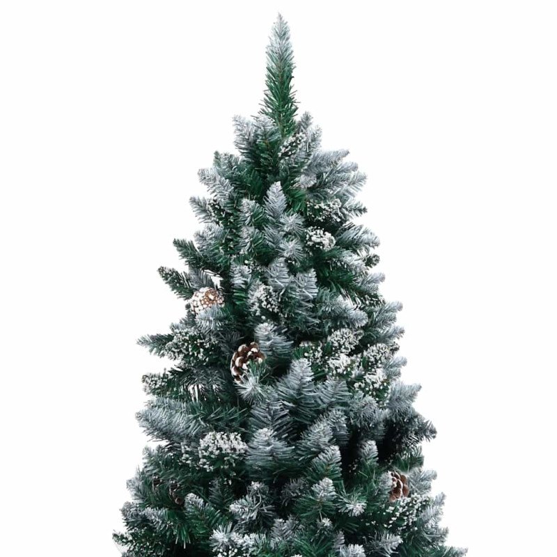 vidaXL Osvetlený umelý vianočný stromček s guľami a šiškami 240 cm