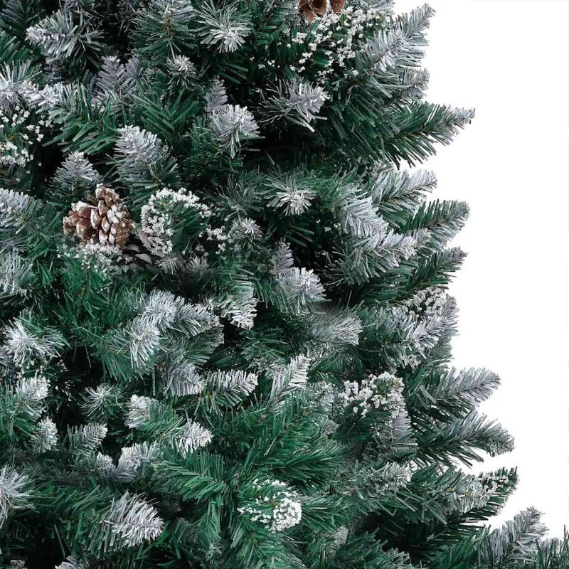 vidaXL Osvetlený umelý vianočný stromček s guľami a šiškami 240 cm
