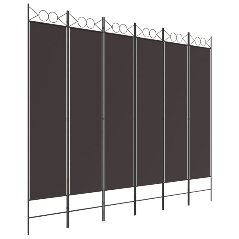 vidaXL 6-panelový paraván hnedý 240x200 cm látkový