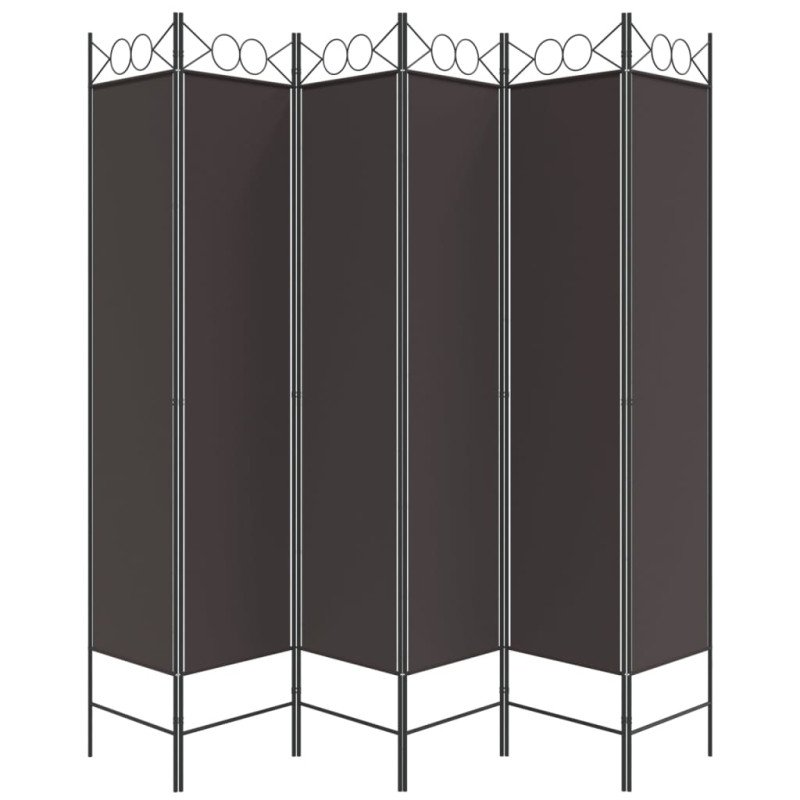 vidaXL 6-panelový paraván hnedý 240x200 cm látkový