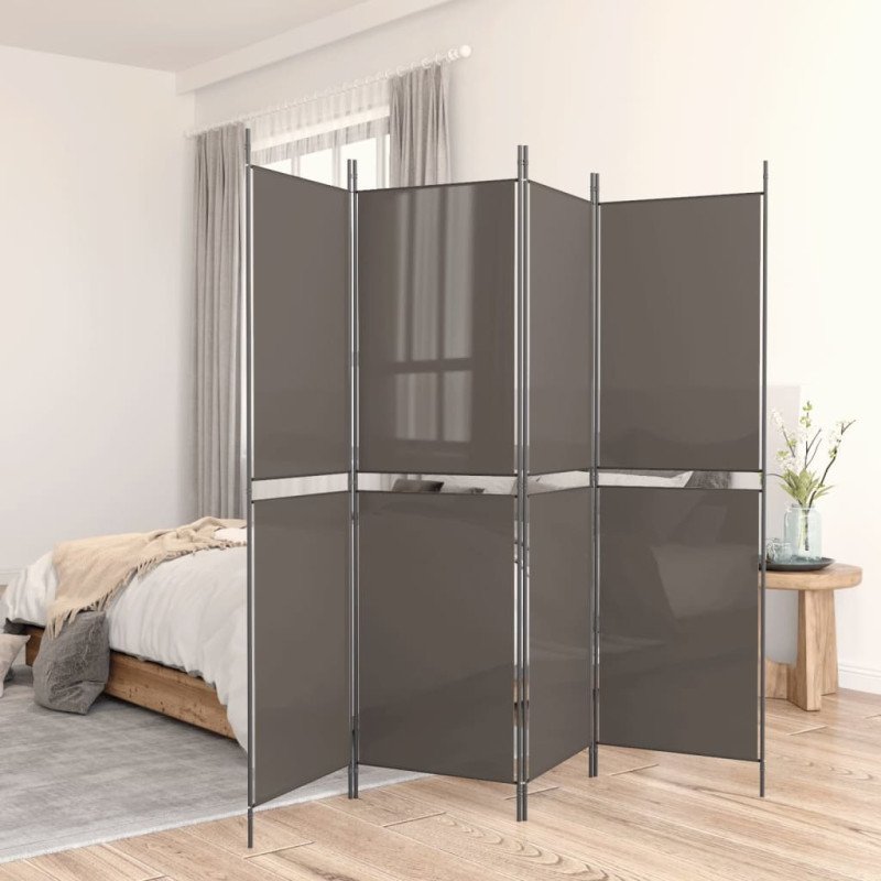 vidaXL Paraván s 4 panelmi, antracitový 200x180 cm látka