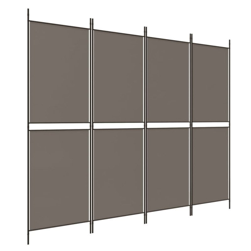 vidaXL Paraván s 4 panelmi, antracitový 200x180 cm látka