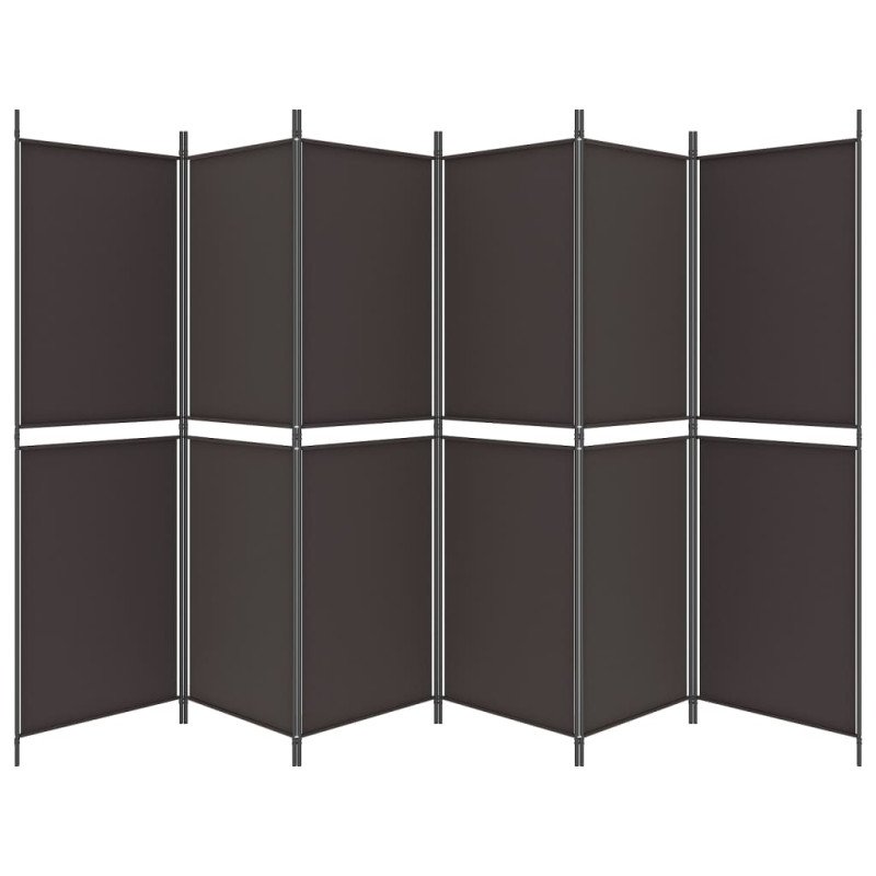 vidaXL 6-panelový paraván hnedá 300x180 cm látka