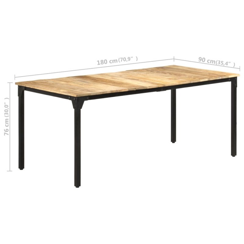 vidaXL Jedálenský stôl 180x90x76 cm surové mangovníkové drevo