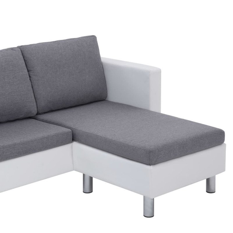vidaXL 3-miestna pohovka s vankúšmi biela umelá koža