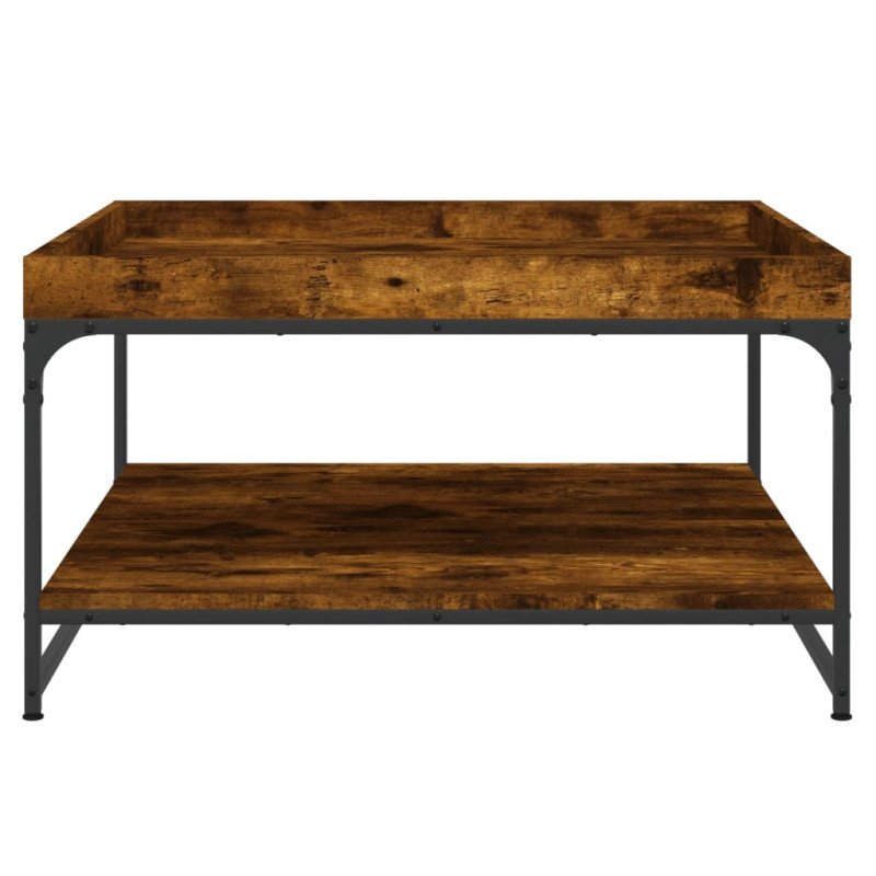 vidaXL Konferenčný stolík dymový dub 80x80x45cm kompoz. drevo a železo