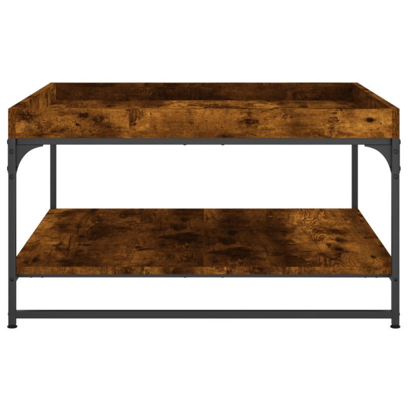 vidaXL Konferenčný stolík dymový dub 80x80x45cm kompoz. drevo a železo