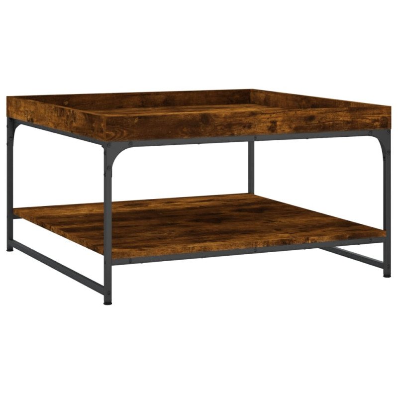 vidaXL Konferenčný stolík dymový dub 80x80x45cm kompoz. drevo a železo