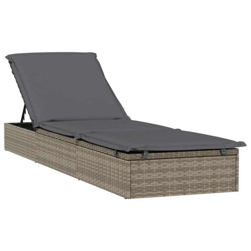 vidaXL Lehátko s okrúhlou strechou sivé 211x57x140 cm polyratan