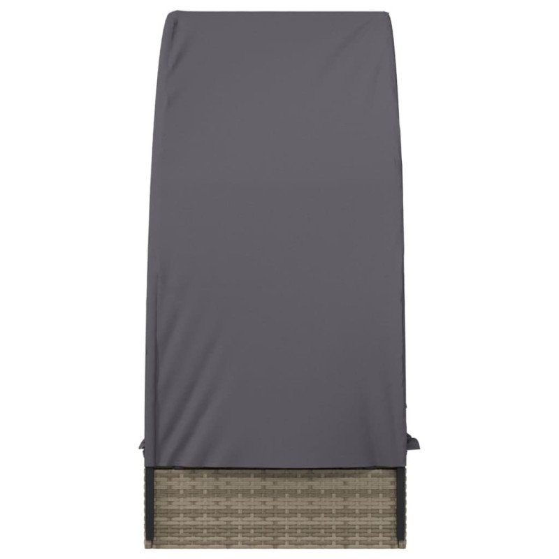 vidaXL Lehátko s okrúhlou strechou sivé 211x57x140 cm polyratan