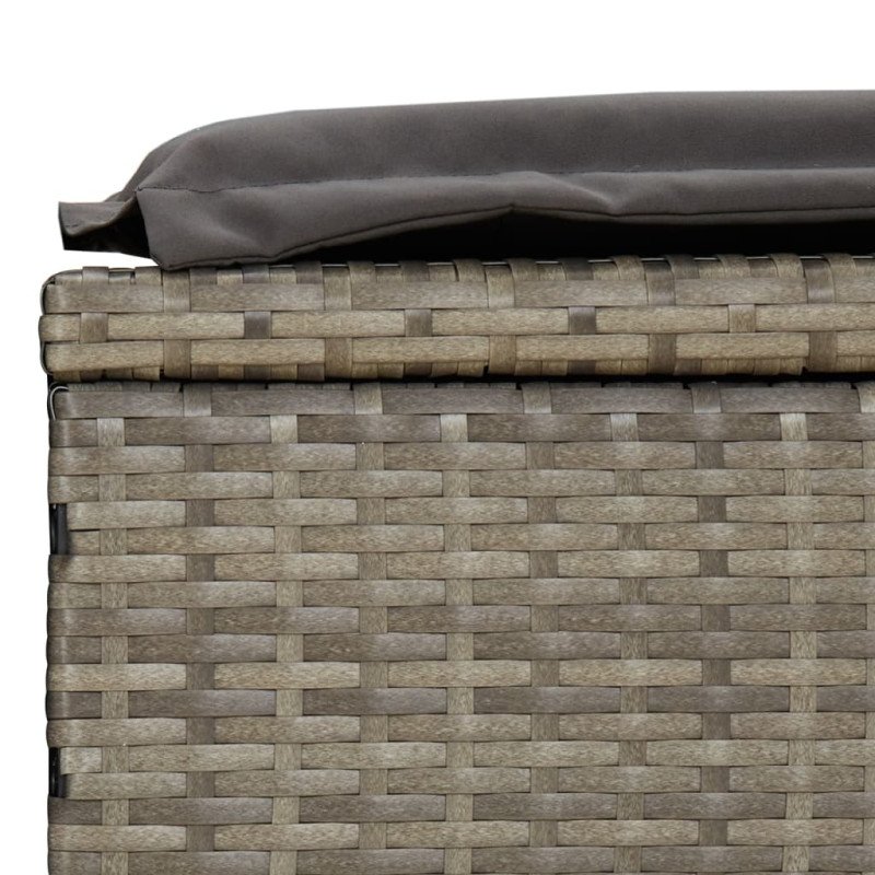 vidaXL Lehátko s okrúhlou strechou sivé 211x57x140 cm polyratan