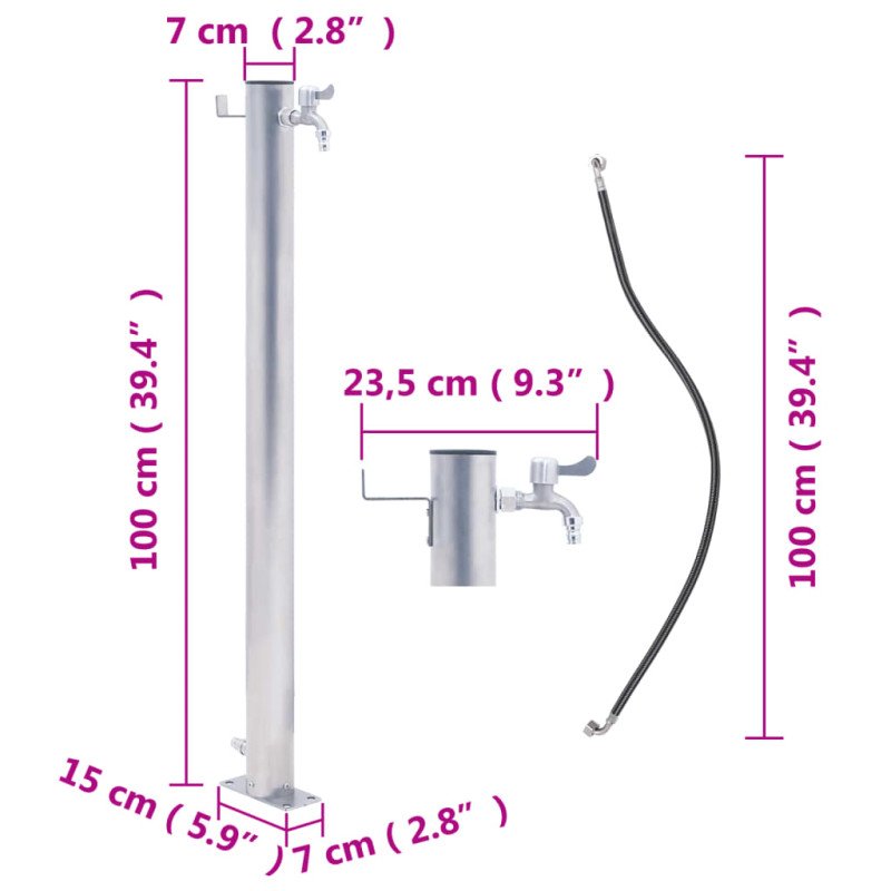 vidaXL Záhradný vodný stĺpik 100 cm nehrdzavejúca oceľ okrúhly