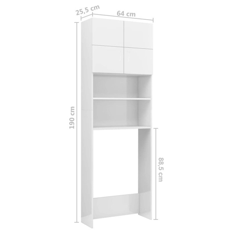 vidaXL Skrinka na práčku, biela 64x25,5x190 cm, kompozitné drevo