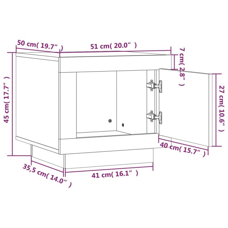 vidaXL Konferenčný stolík čierny 51x50x45 cm spracované drevo