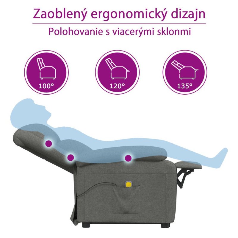 vidaXL Zdvíhacie kreslo, antracitové, umelá koža