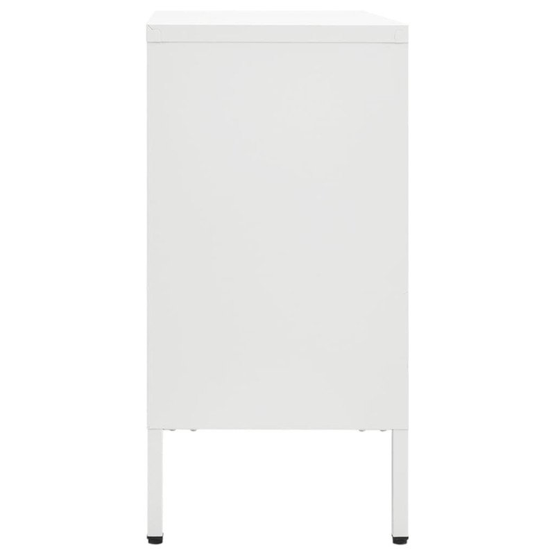 vidaXL Komoda biela 75x35x70 cm oceľ a tvrdené sklo