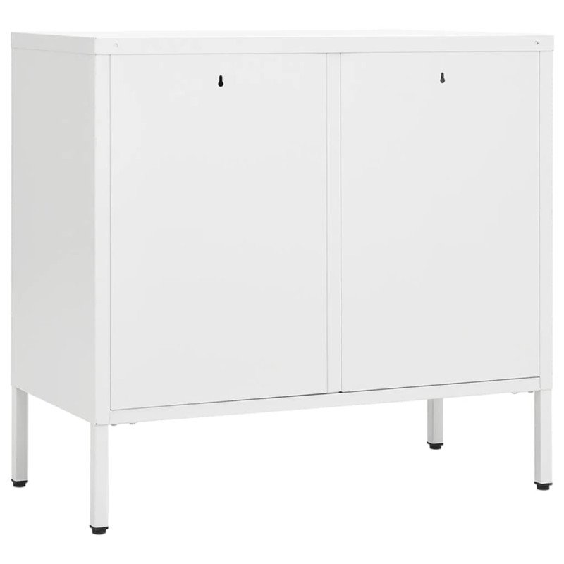 vidaXL Komoda biela 75x35x70 cm oceľ a tvrdené sklo