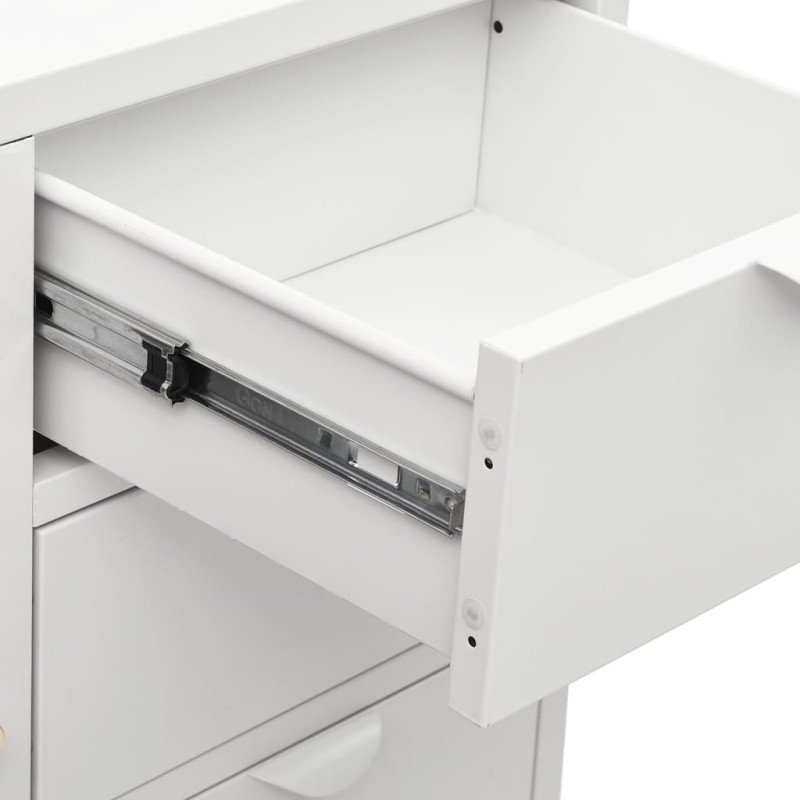 vidaXL Komoda biela 75x35x70 cm oceľ a tvrdené sklo