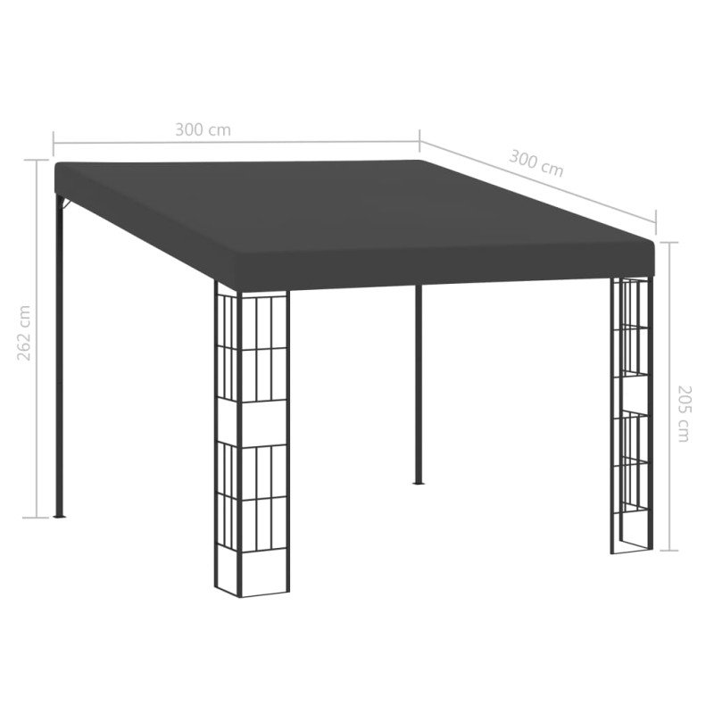 vidaXL Nástenný altánok antarcitový 3x3 m látkový