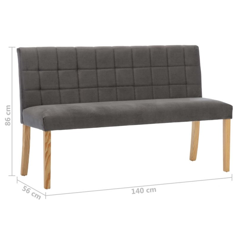 vidaXL Lavička 140 cm, sivá, zamat