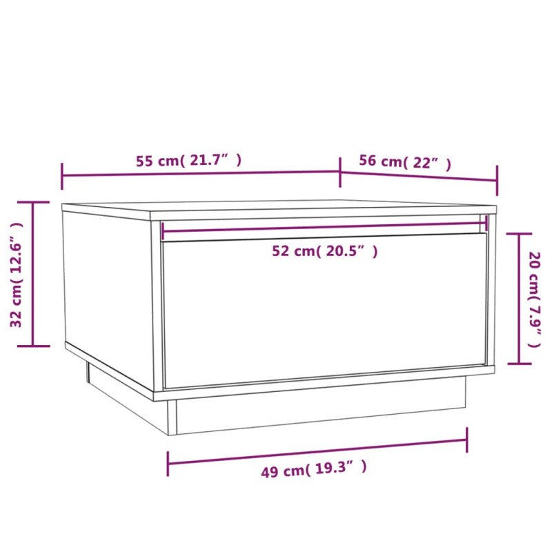 vidaXL Konferenčný stolík 55x56x32 cm borovicový masív