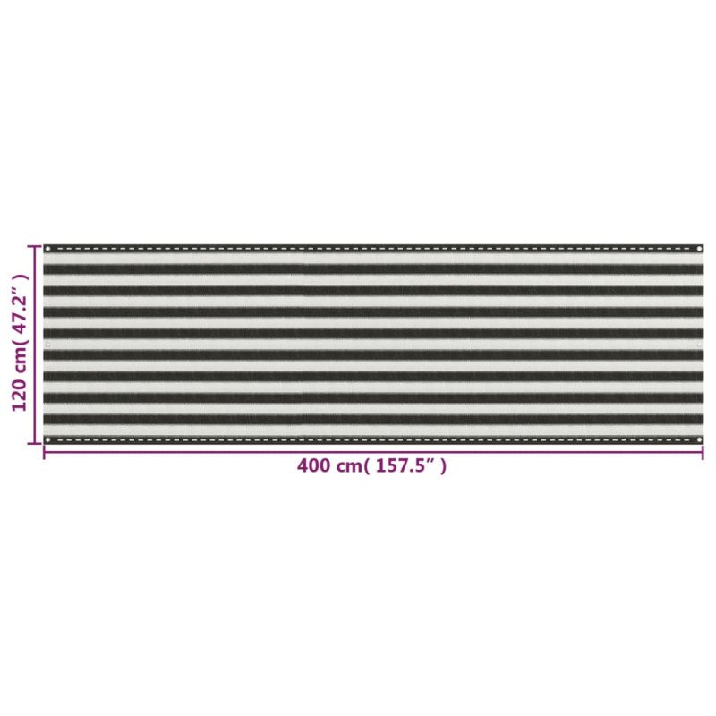 vidaXL Tieniaca plachta na balkón z HDPE 120x400 cm antracitová a biela