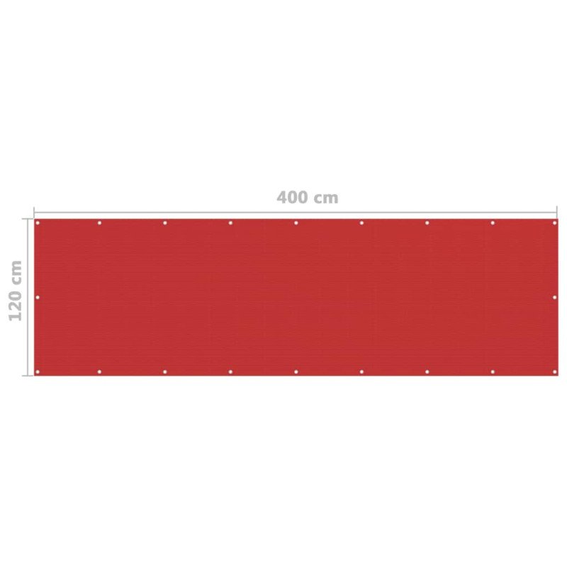 vidaXL Balkónová markíza, červená 120x400 cm, HDPE