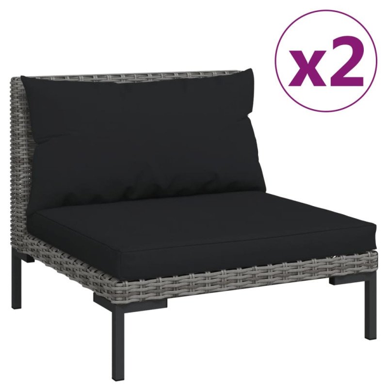 vidaXL 3-dielna záhradná súprava, tmavosivá, polkruhový polyratan
