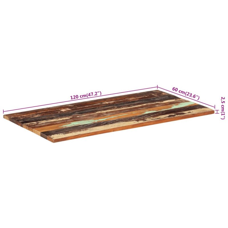  vidaXL Obdĺžniková stolová doska 60x120cm, 25-27 mm, recyklovaný masív