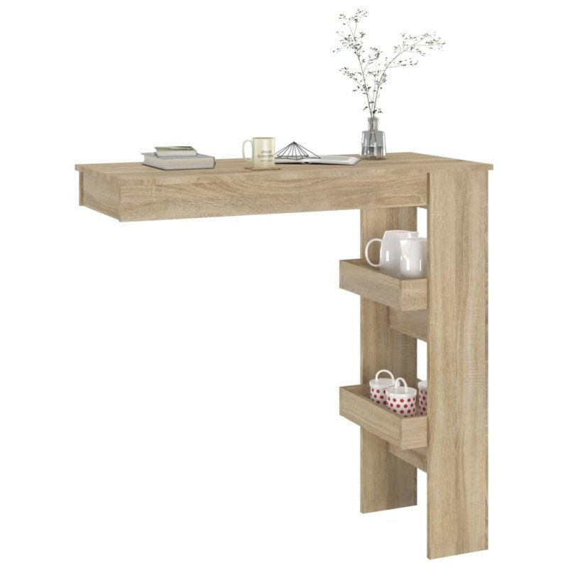 vidaXL Nástenný barový stôl sonoma 102x45x103,5 cm spracované drevo
