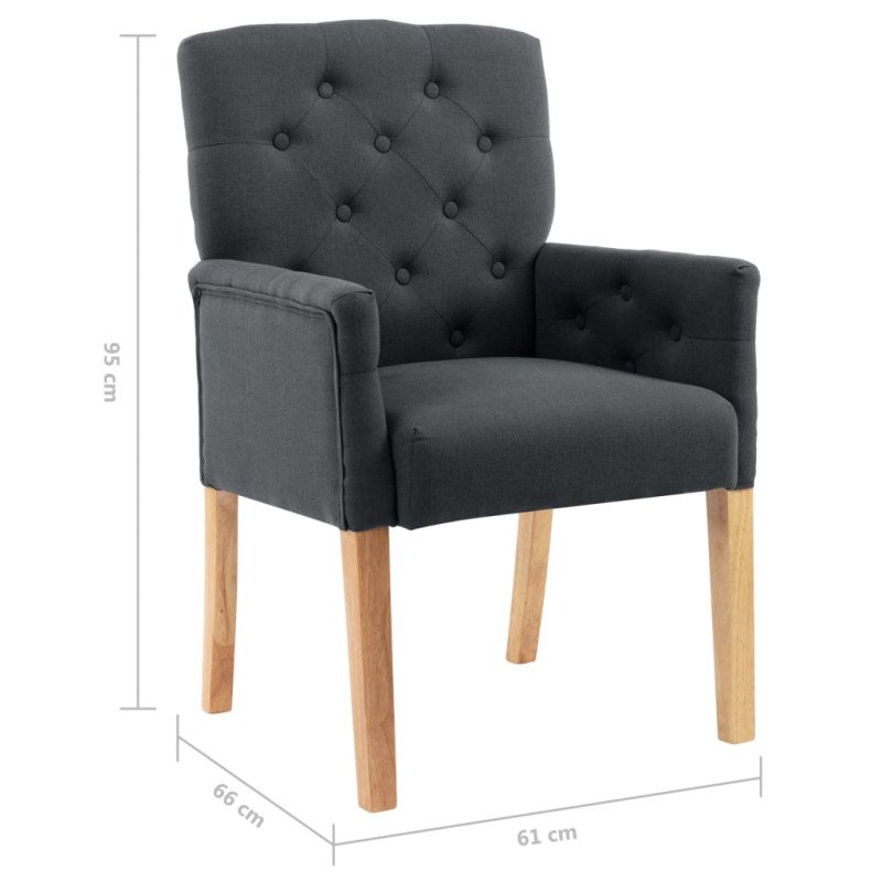 vidaXL Jedálenská stolička s opierkami, sivá, látka