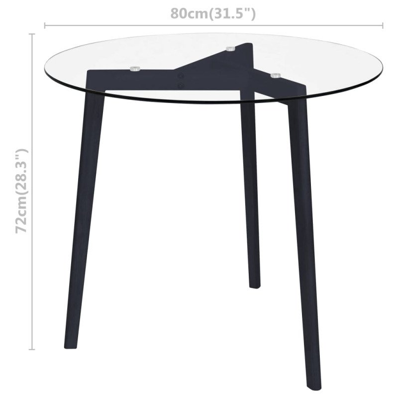 vidaXL Jedálenský stôl priehľadný 80 cm tvrdené sklo