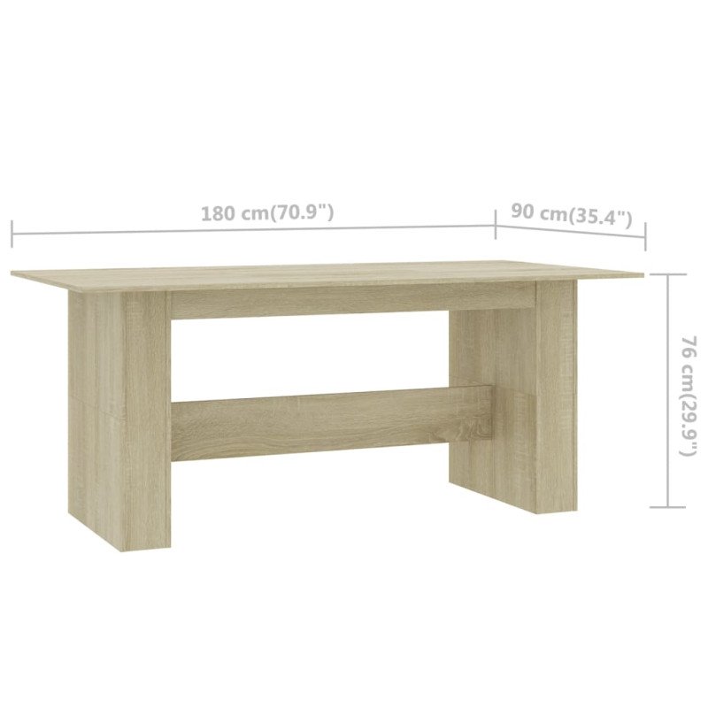 vidaXL Jedálenský stôl farba dubu sonoma 180x90x76 cm drevotrieska