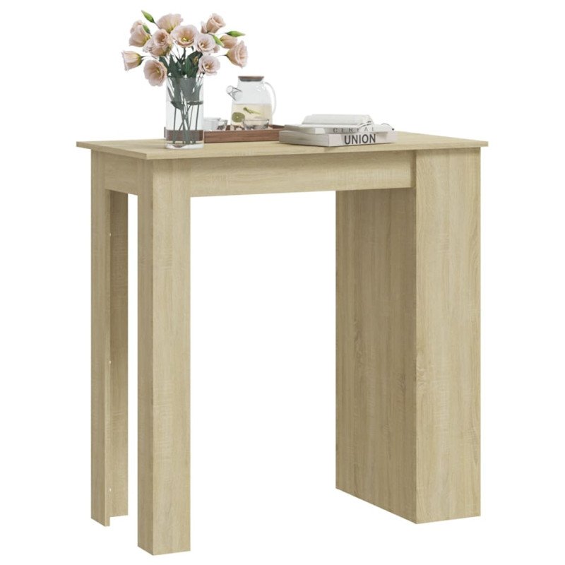 vidaXL Barový stôl s úložným regálom dub 102x50x103,5 cm drevotrieska