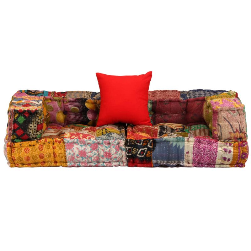 vidaXL 2-miestna modulárna taburetka, patchwork, látka