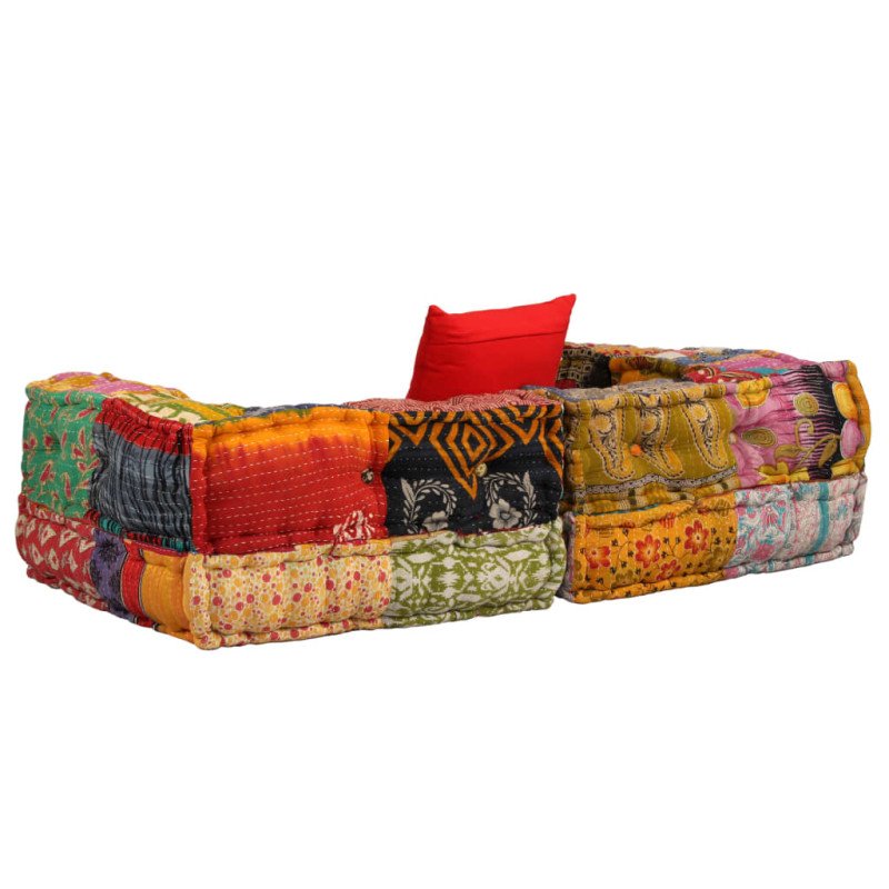 vidaXL 2-miestna modulárna taburetka, patchwork, látka