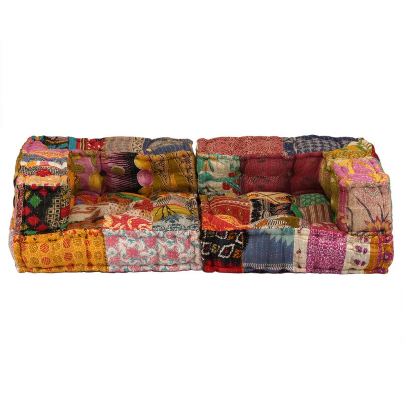 vidaXL 2-miestna modulárna taburetka, patchwork, látka