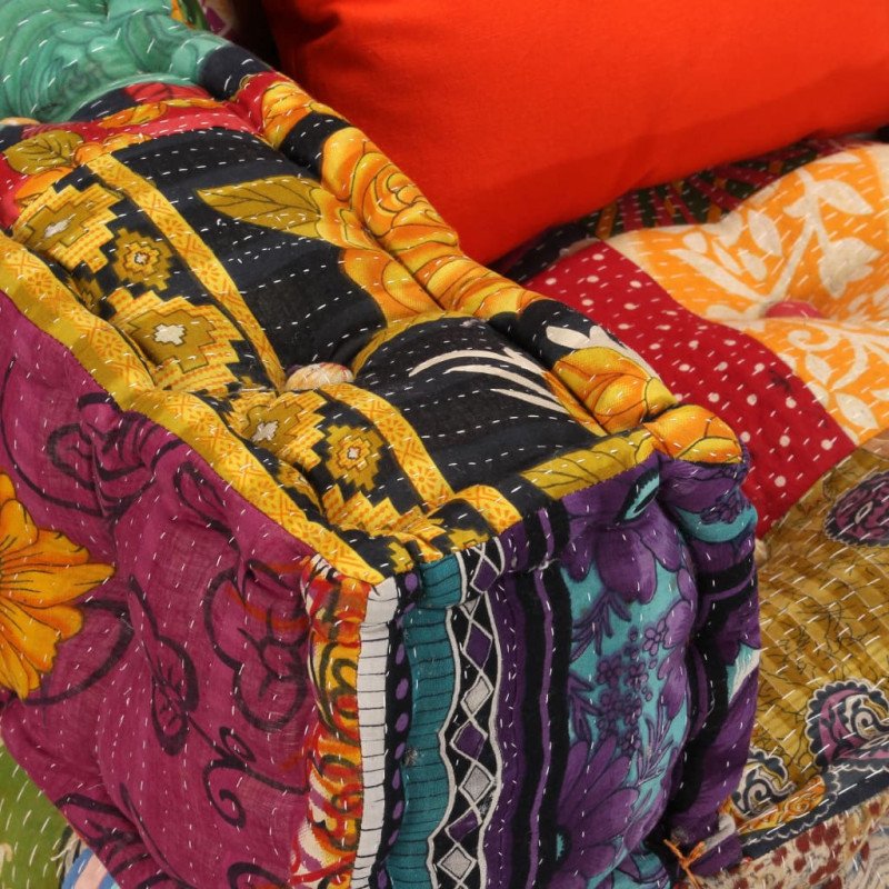 vidaXL 2-miestna modulárna taburetka, patchwork, látka