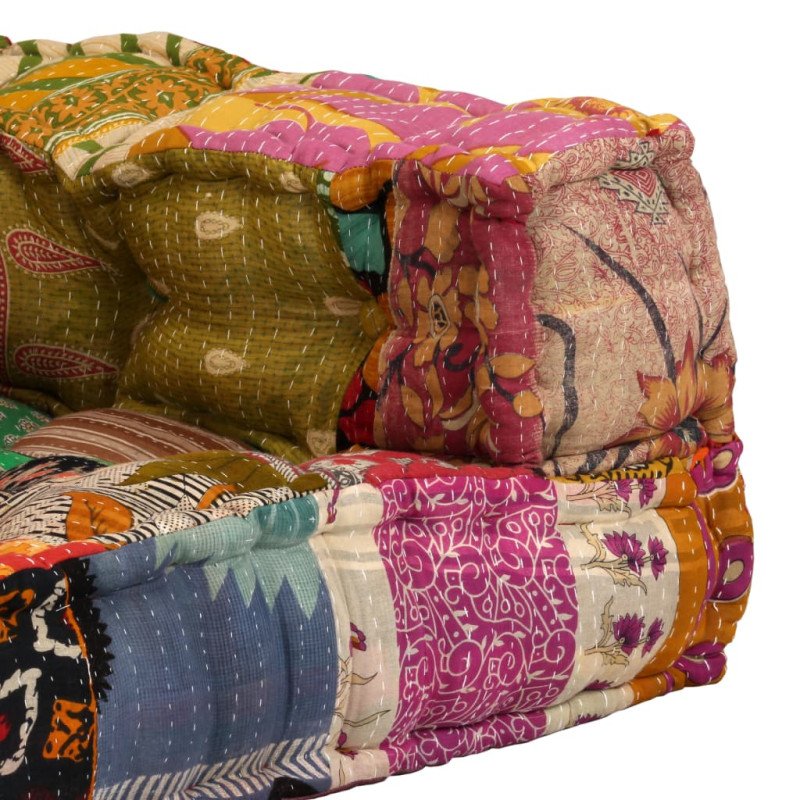 vidaXL 2-miestna modulárna taburetka, patchwork, látka