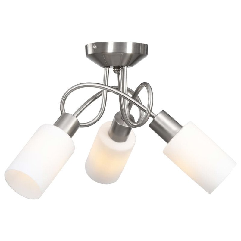 vidaXL Stropná lampa+keramické tienidlá na 3 žiarovky E14, biely kužeľ