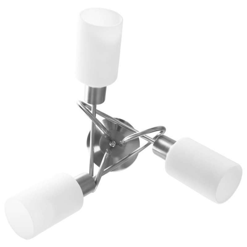 vidaXL Stropná lampa+keramické tienidlá na 3 žiarovky E14, biely kužeľ