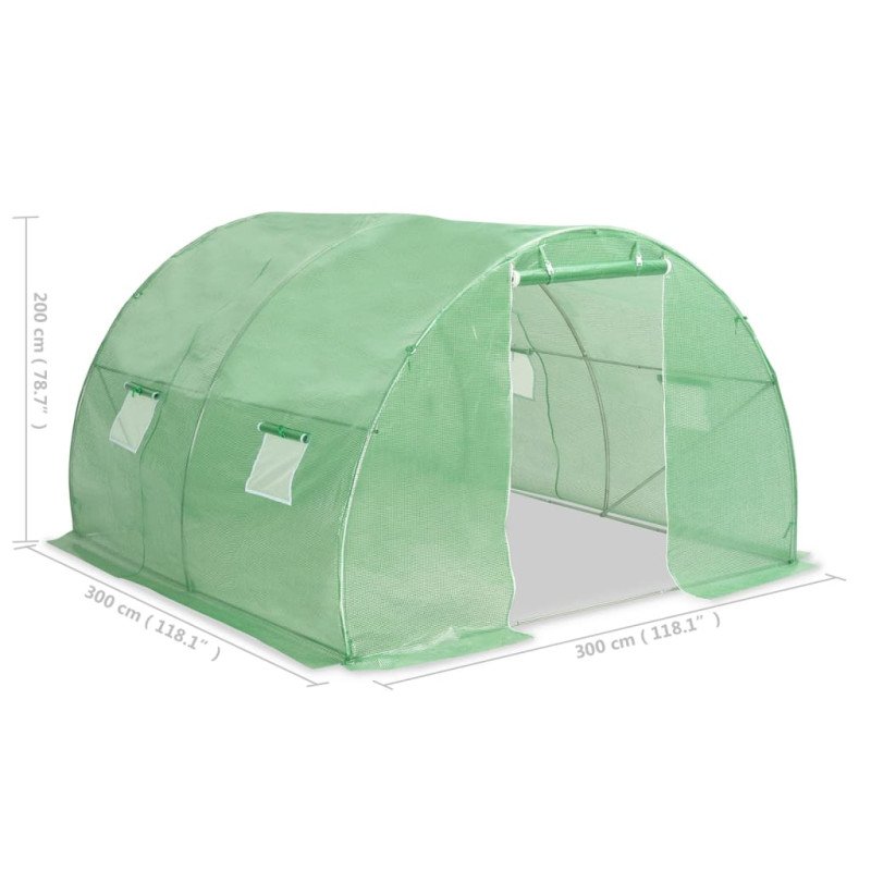 vidaXL Skleník 9 m² 300x300x200 cm
