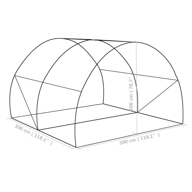 vidaXL Skleník 9 m² 300x300x200 cm