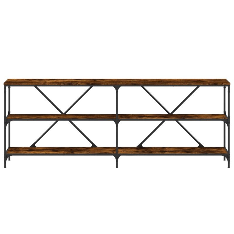 vidaXL Konzolový stolík dymový dub 200x30x75cm kompozitné drevo železo
