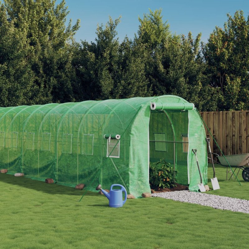 vidaXL Fóliovník s oceľovým rámom zelený 16 m² 8x2x2 m